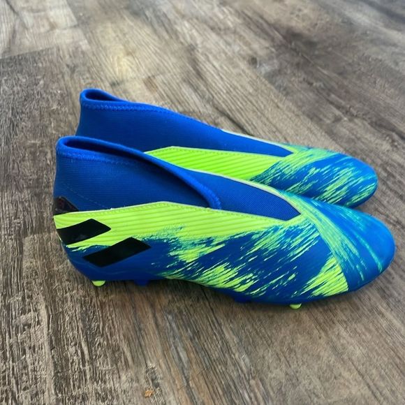 adidas Nemeziz 19.3 Laceless FG Signal Green/Core Black/Royal Blue Cleats NWOB - Picture 2 of 4
